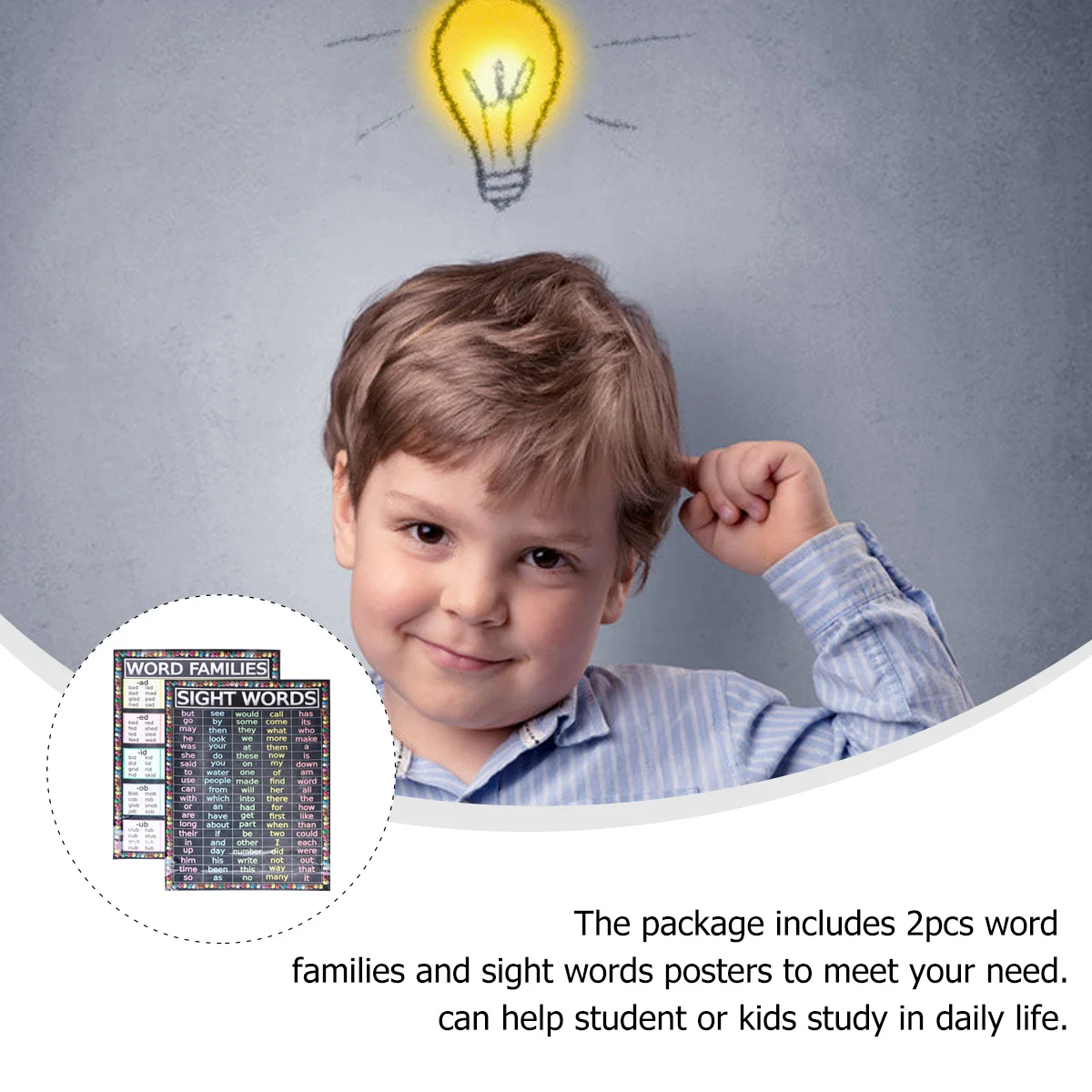 

2Pcs Word Family Posters Educational Wall Decor for Lightweight Laminated Learning Charts Classroom Home Study Aid