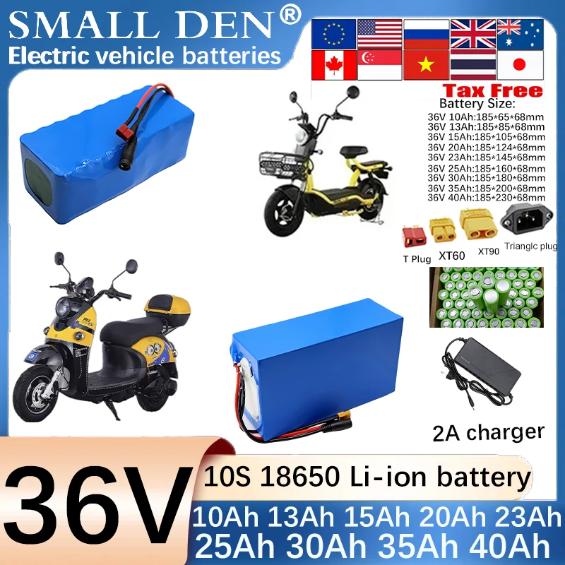 

36V 40Ah 35Ah 30Ah 25Ah 23Ah 20Ah 15Ah 13Ah 10Ah 18650 Lithium battery pack 1000W Suitable for various power tools +2A charger