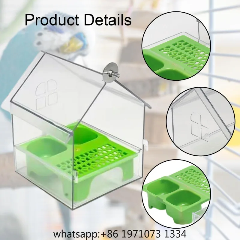 Hanging Bird Bath Bathing Portable Watering with Drawer Drinker Bird Cage Feeder Bird Bath Bowl House Hanging Shower Box view 5