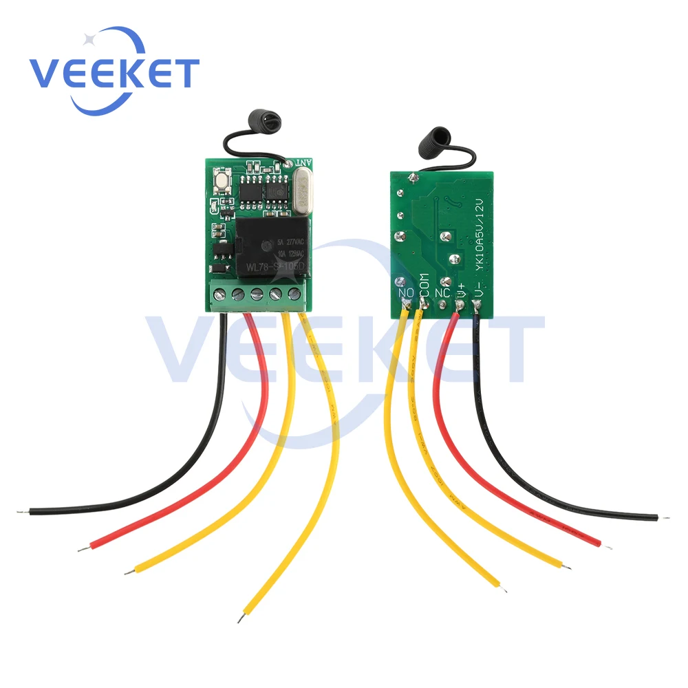 DC 4-12V Wide Voltage Wireless Remote Control Switch Access Control Relay Switch Transceiver 315MHZ/433MHZ