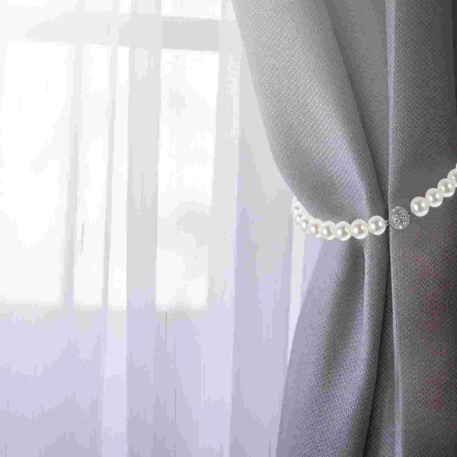 Curtain Tie Delicate Tieback No-punching Pearl Design Holder Buckle Outdoor Rod