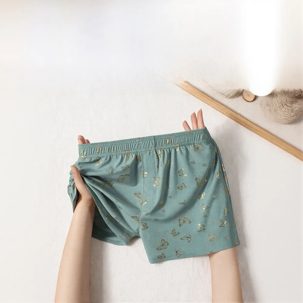 Men's Casual Butterfly Printed Trunks Flat Angle - Elastic Waist Loose Breathable Underwear for Daily Use L-4XL