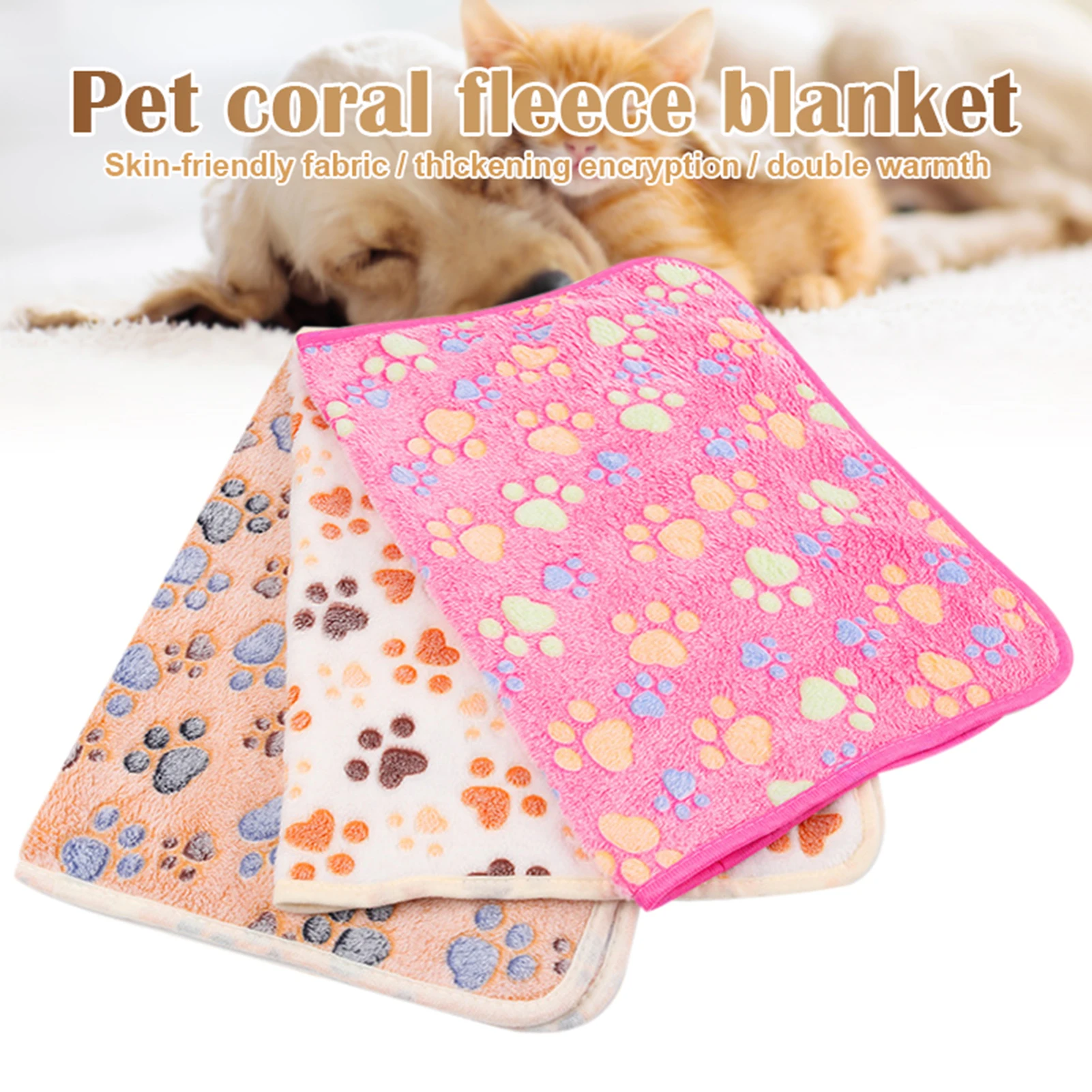 Soft Fluffy Pet Sleeping Mat Blanket Household Soft Flannel Dog Blanket Washable Blanket for Cat Kitten Puppy