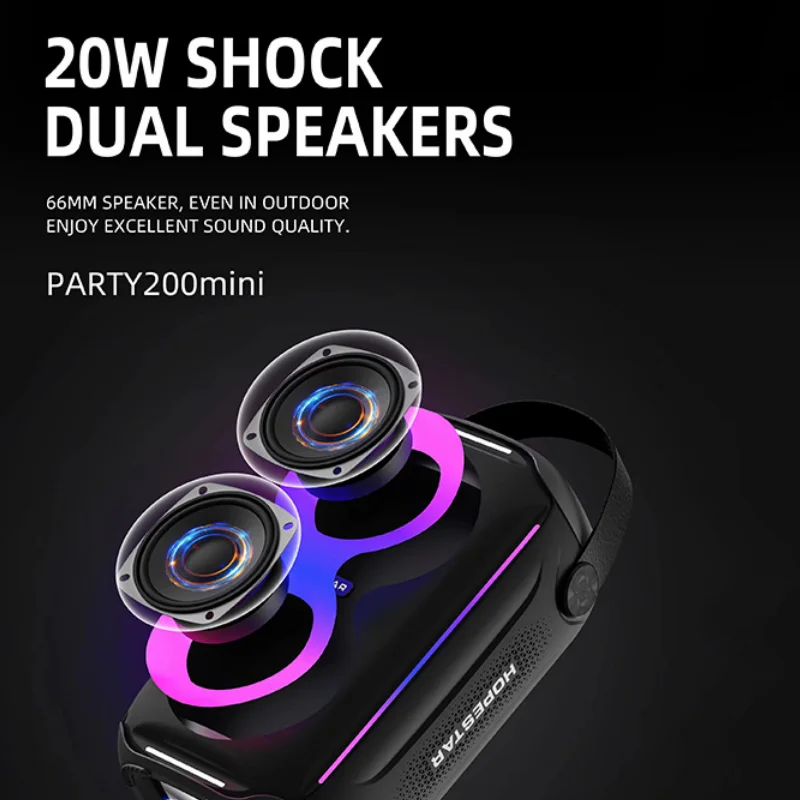 HOPESTAR Party200mini IPX5 Waterproof Outdoor Portable bluetooth Speaker Wireless Bass Sound LoudSpeakers HI-FI Stereo RGB Audio