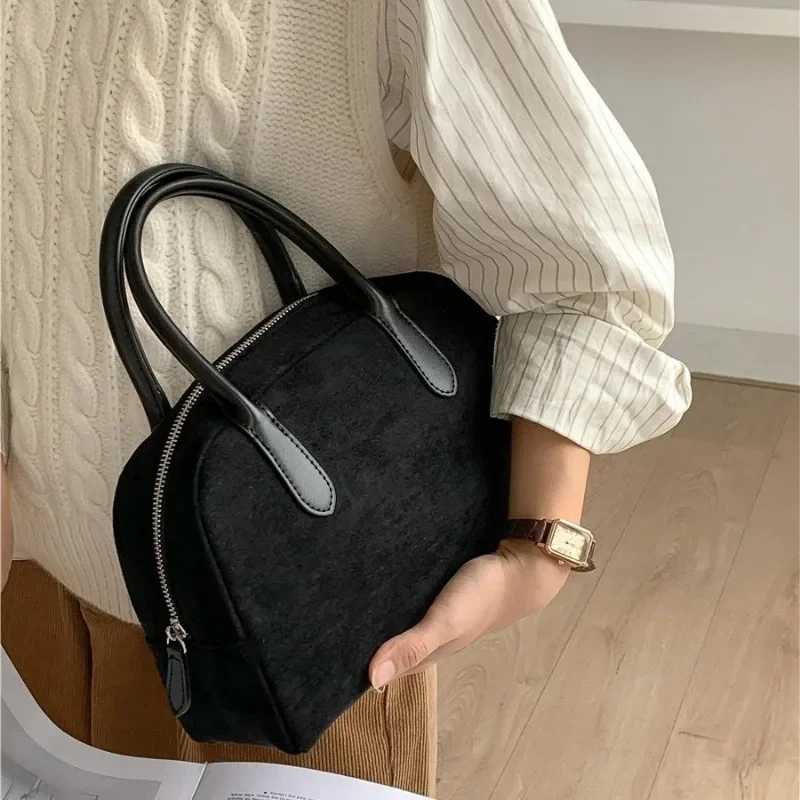 Korean Fashion Simple Office Lady Handbag Women 2024 All Match Autumn Pack New Vintage Boston Bag Сумка Bolsa Mujer