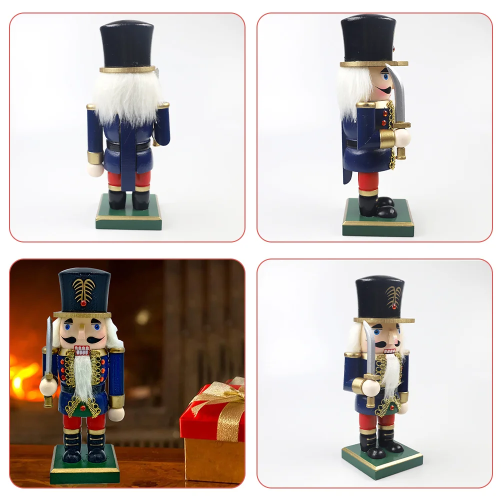 

Festive Wooden Nutcracker Christmas Decoration King Soldier Design for Indoor Home Office Desktop Tabletop Xmas Decor Holiday