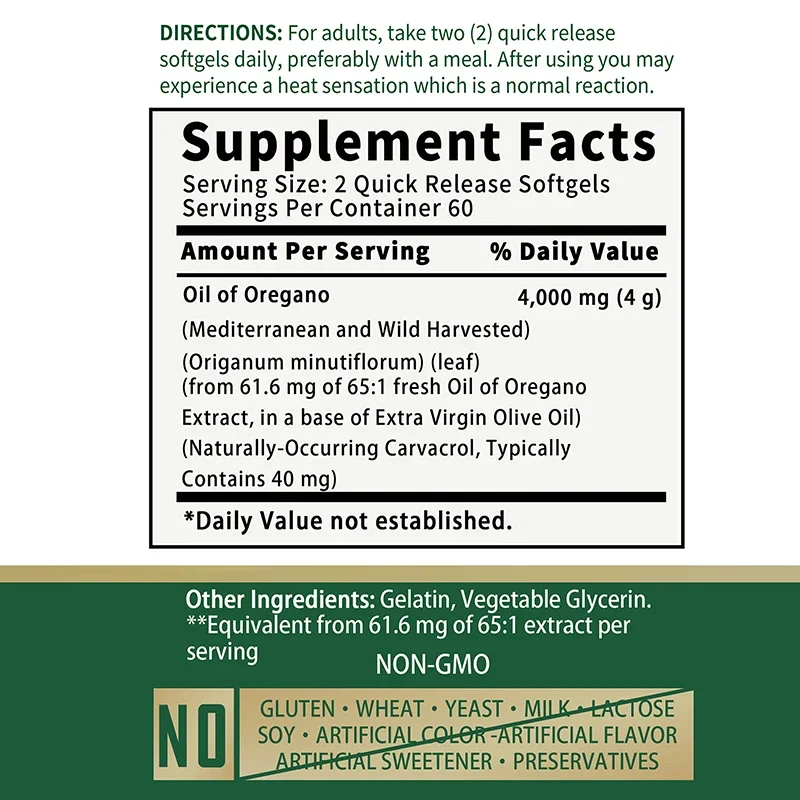 Oil of Oregano - Immune & Kidney Health Digestive Health Supplement Antioxidant Support Relieves Bloating