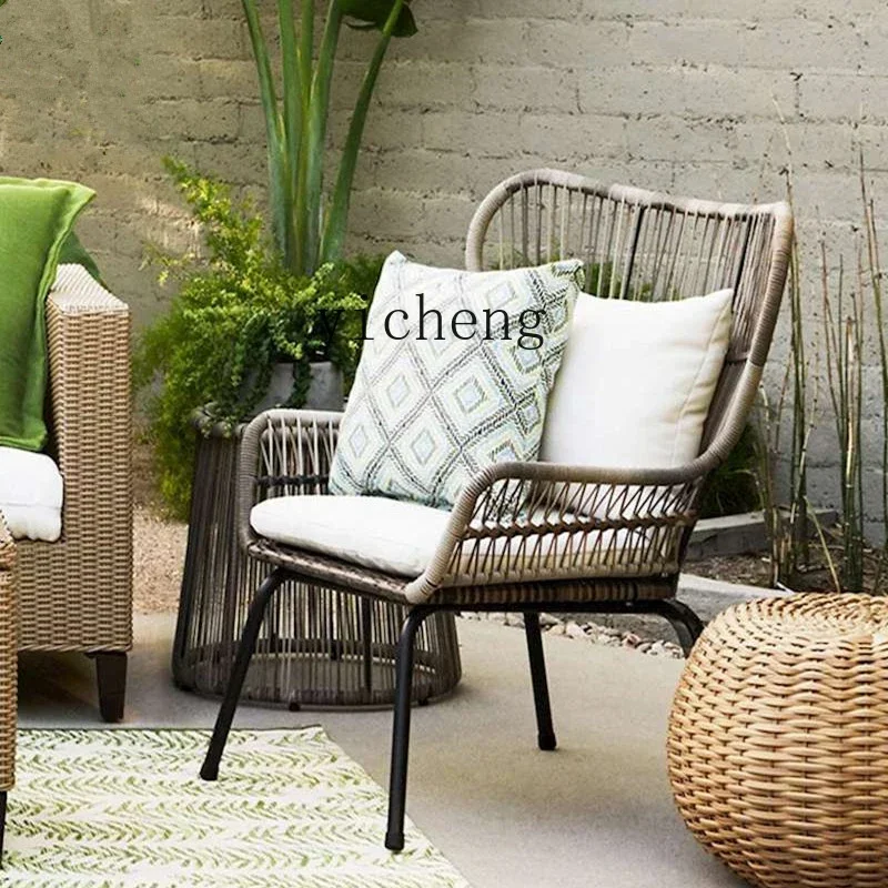 

r5.13 outdoor rattan chair leisure courtyard garden terrace table and chair tea table three-piece rattan table and chair