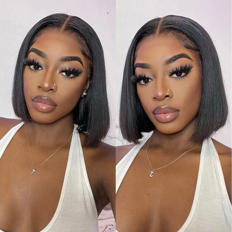 

Wear Go Glueless Human Hair Wig 180% Straight Human hair Wig 4x4 Lace Frontal Pre Cut Pre Plucked Human Wigs Ready To Go