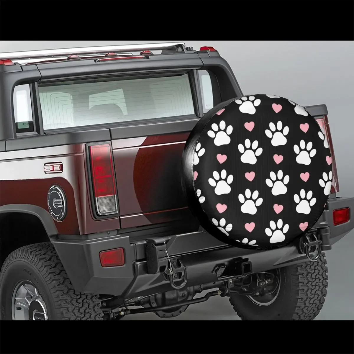 De patas de cachorro branco pata capa de pneu sobressalente para mitsubishi pajero bonito corações rosa protetores de roda de carro 14 "15" 16 "17" Polegada