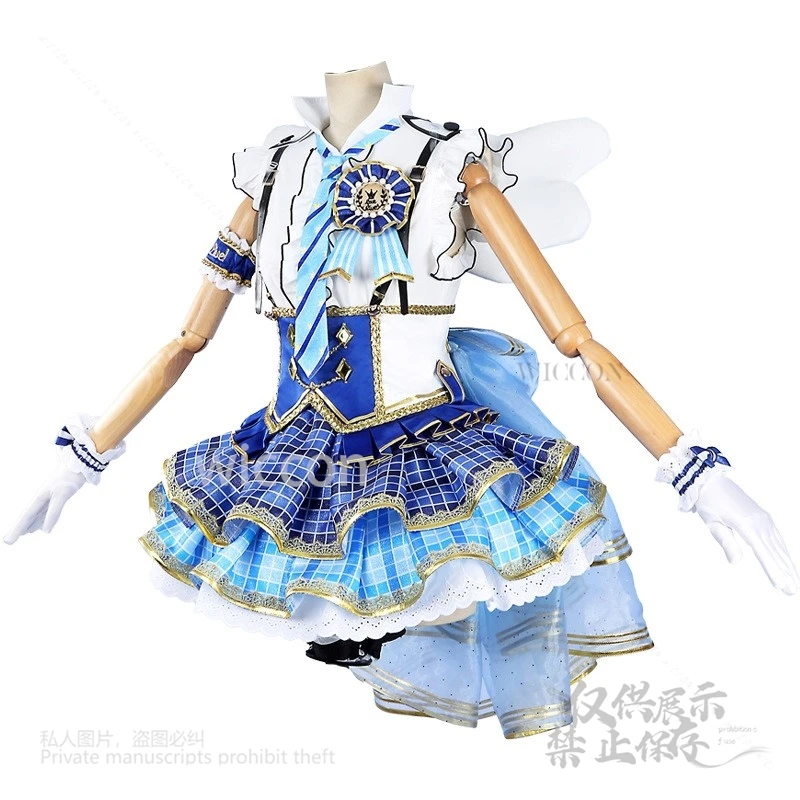 أنيمي سونودا أومي تأثيري الحب لايف الأزرق كيوبيد فستان Kawaii أداء موحد تأثيري الباروكات مجموعة كاملة لعب الأدوار الفتيات مخصصة