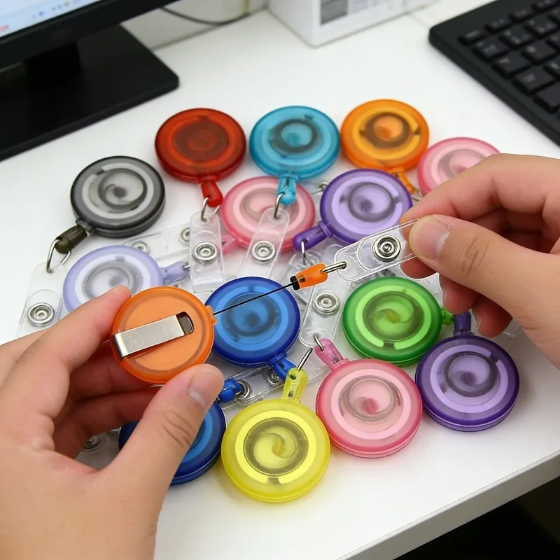 

5Pcs/Set Translucent Badge Reels for ID Pass Card Holder Working Permit Case Multicolor Keychain Clips Retractable Badge Reel