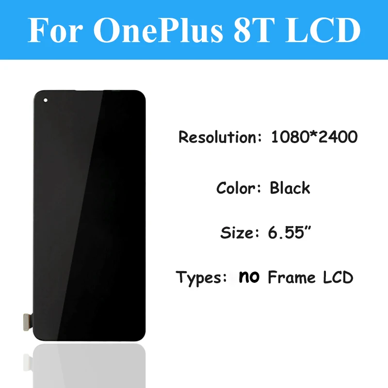 AMOLED For OnePlus 8T LCD Display Screen Touch Sensor Screen Digitizer For Oneplus KB2000 KB2001  KB2003  KB2005  LCD Screen