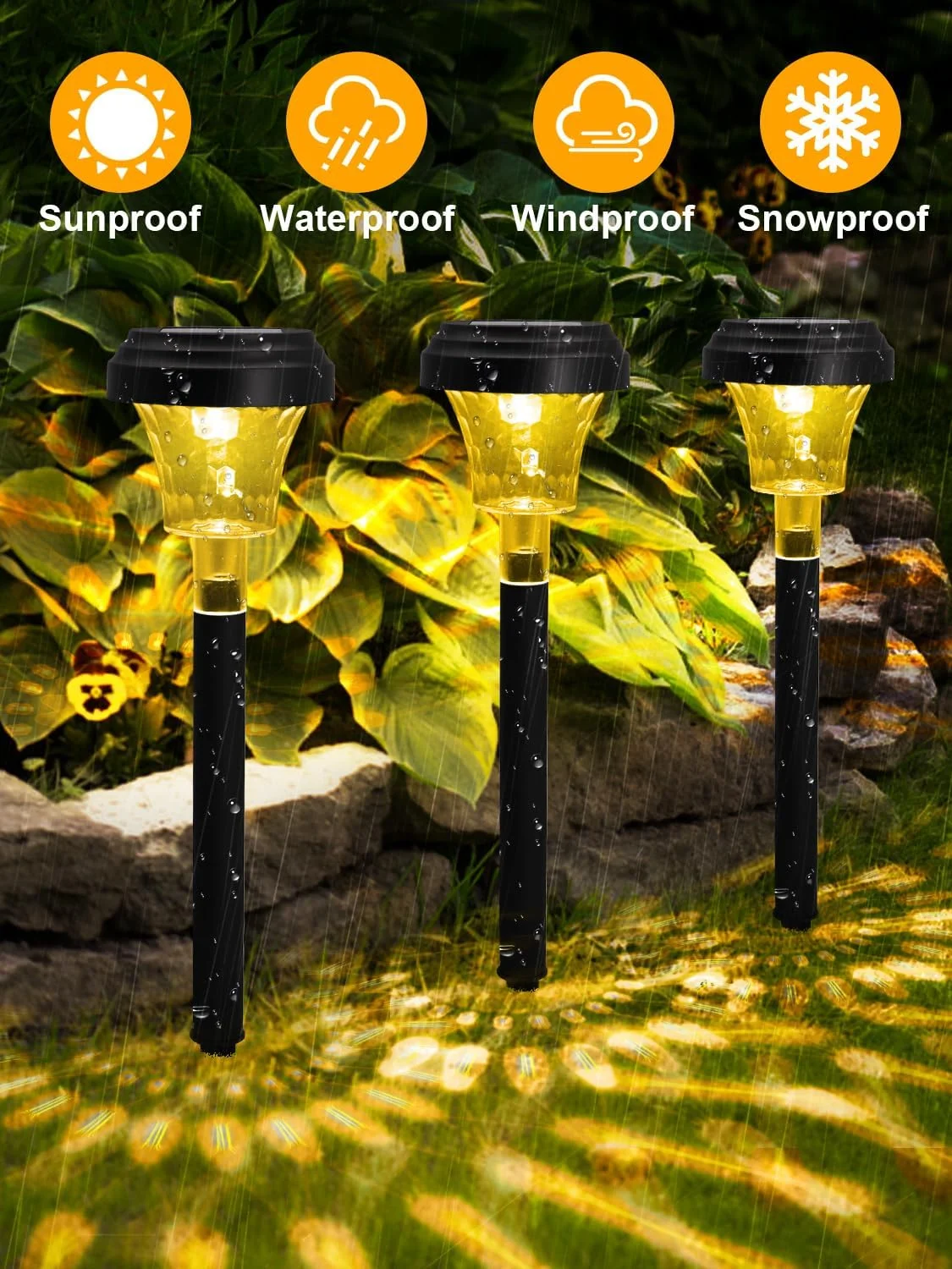 Solar Pathway Lights Outdoor, RGB Color Changing&Warm White Solar Yard Lamp, IP67 Waterproof LED Solar Lights for Garden Path