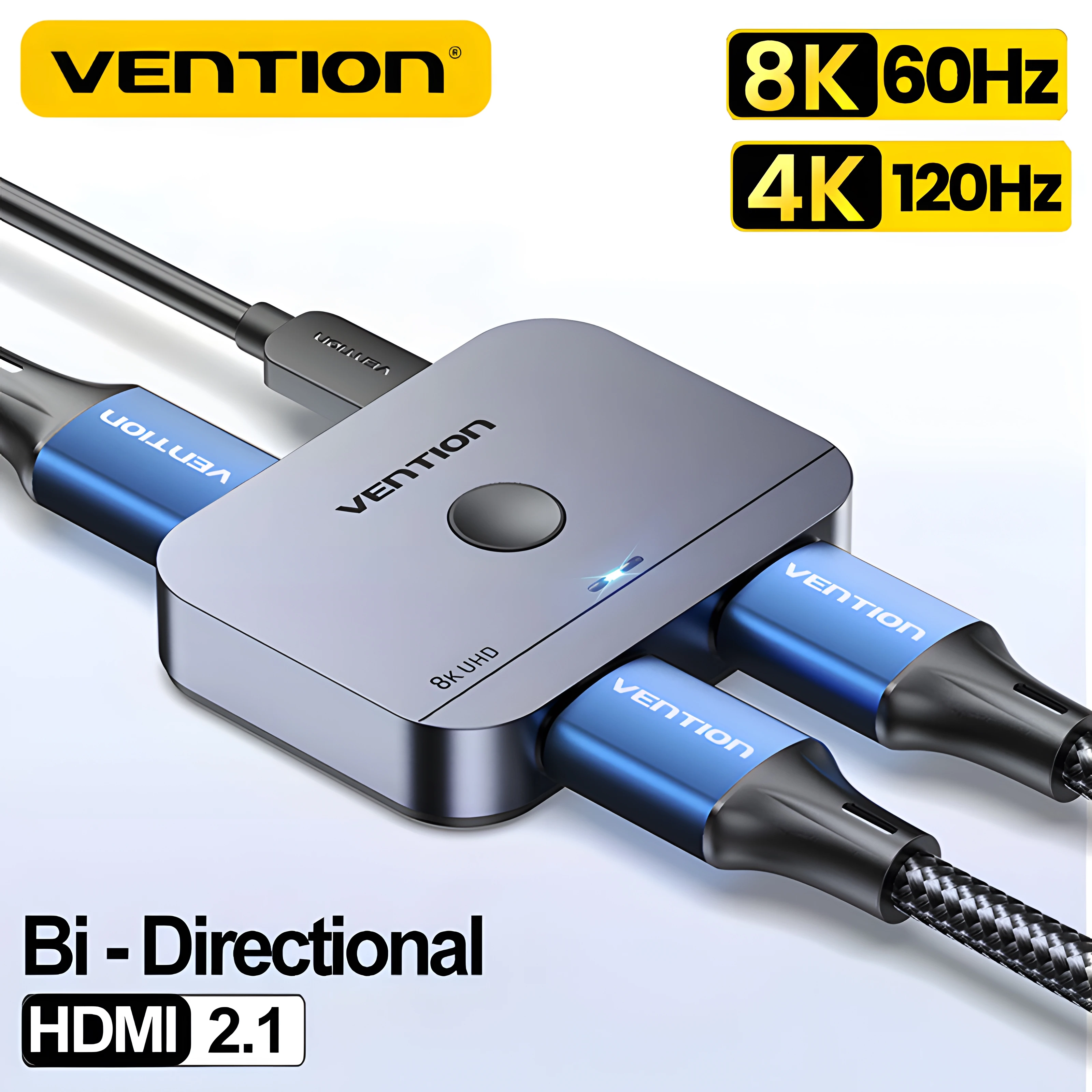 Vention 8K HDMI Switch Bi-Direction HDMI 2.1 Adapter 2 in 1 Out Converter for PS5 Xiaomi Xbox Series HDMI-Compatible Splitter