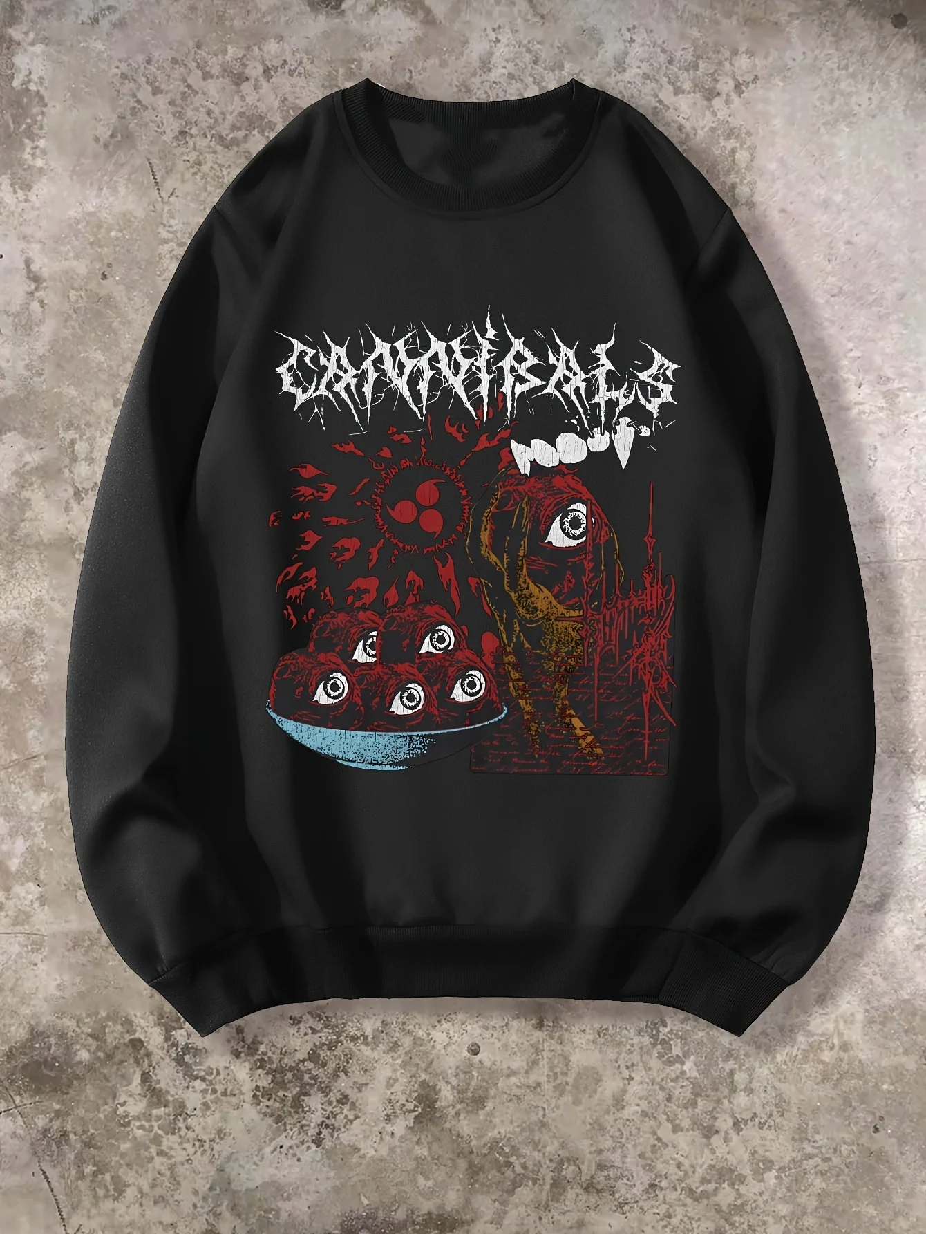 

Gothic Eye Pattern Print Autumn and Winter Men's and Women's Long Sleeved Sportswear Sweatshirt Casual Loose Outdoor Street