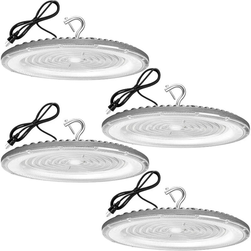 home.4 Pack 300W UFO Led High Bay Light,100-277v, With Plug Area Lighting For Warehouse/Shop/Workshop/Garage/Barn/Gym/Factory