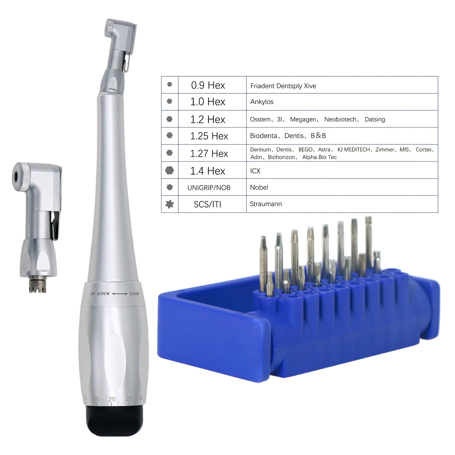 

Dental Implant SD-TORQUE Torque 16 Drivers Torque Wrench Handpiece Surgident Universal