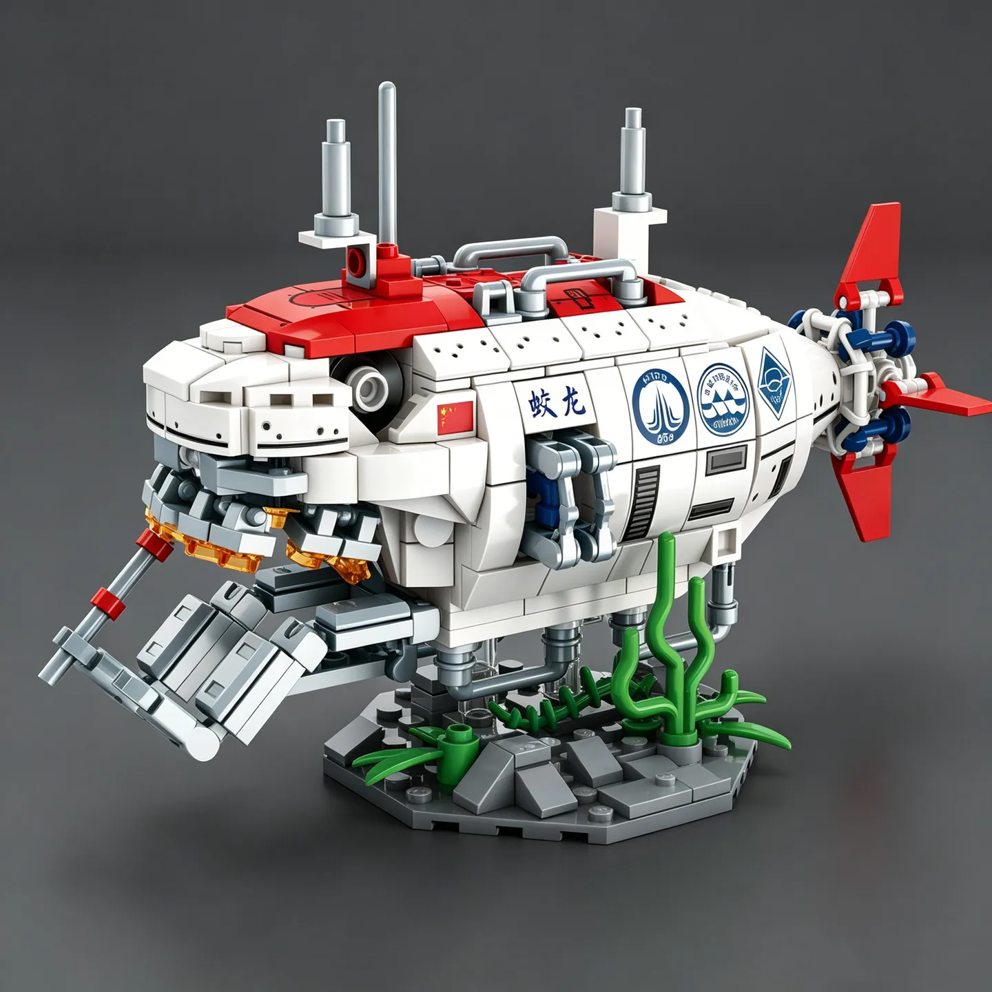 MOC Figurine NEW ornament small particle toy Jiaolong submersible assembles puzzle building block model