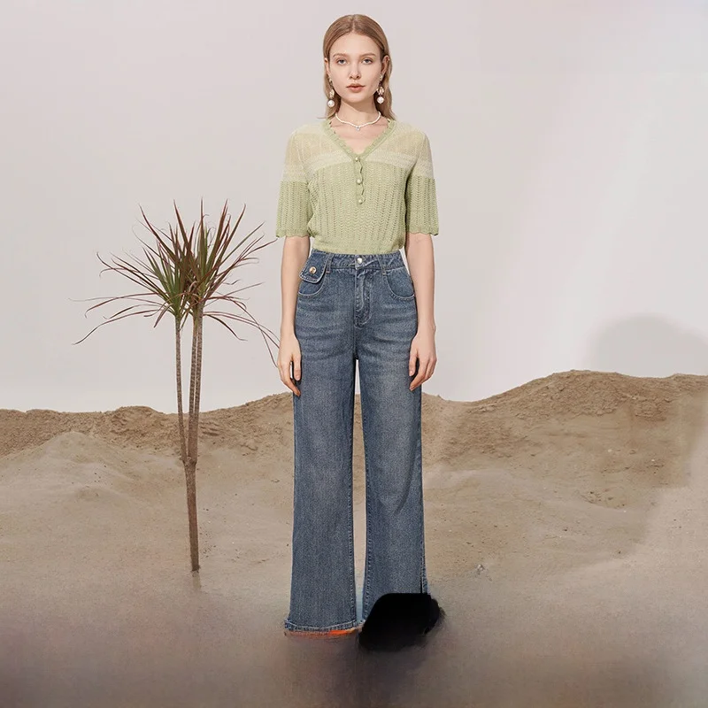 سليم صالح V-Ne ort Sve محبوك سترة تصميم بسيط العلامة التجارية الجديدة الخريف المرأة Faion مريحة للتنفس رداء علوي غير رسمي #1