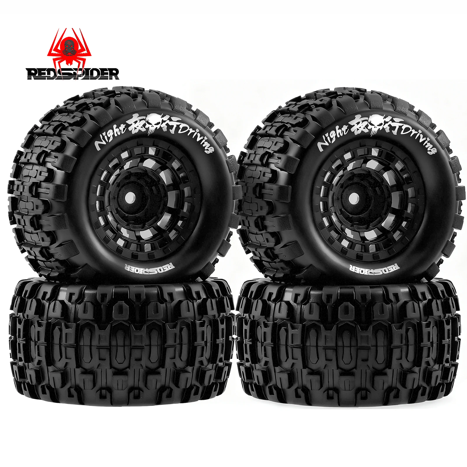 RED SPIDER 4Pcs OGRC MX2.15 RC Wheels and Tires for 1/16 Traxxas E-Revo HSP 1/18 LOSI Mini LMT RC Car