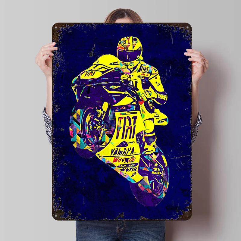 

Оловянная вывеска Valentino Rossi, настенный художественный постер, украшение для гостиной, дома, винтажные металлические вывески для мужчин, украшение в виде пещеры, офисный декор