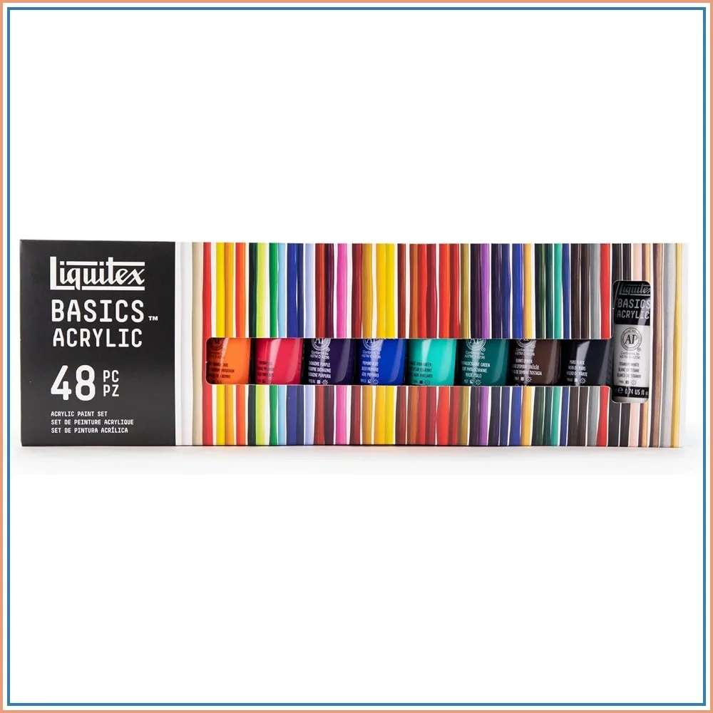 

48-Color Acrylic Paint Set, 22ml Tubes, Fast Drying, Versatile for Canvas, Wood, Fabric
