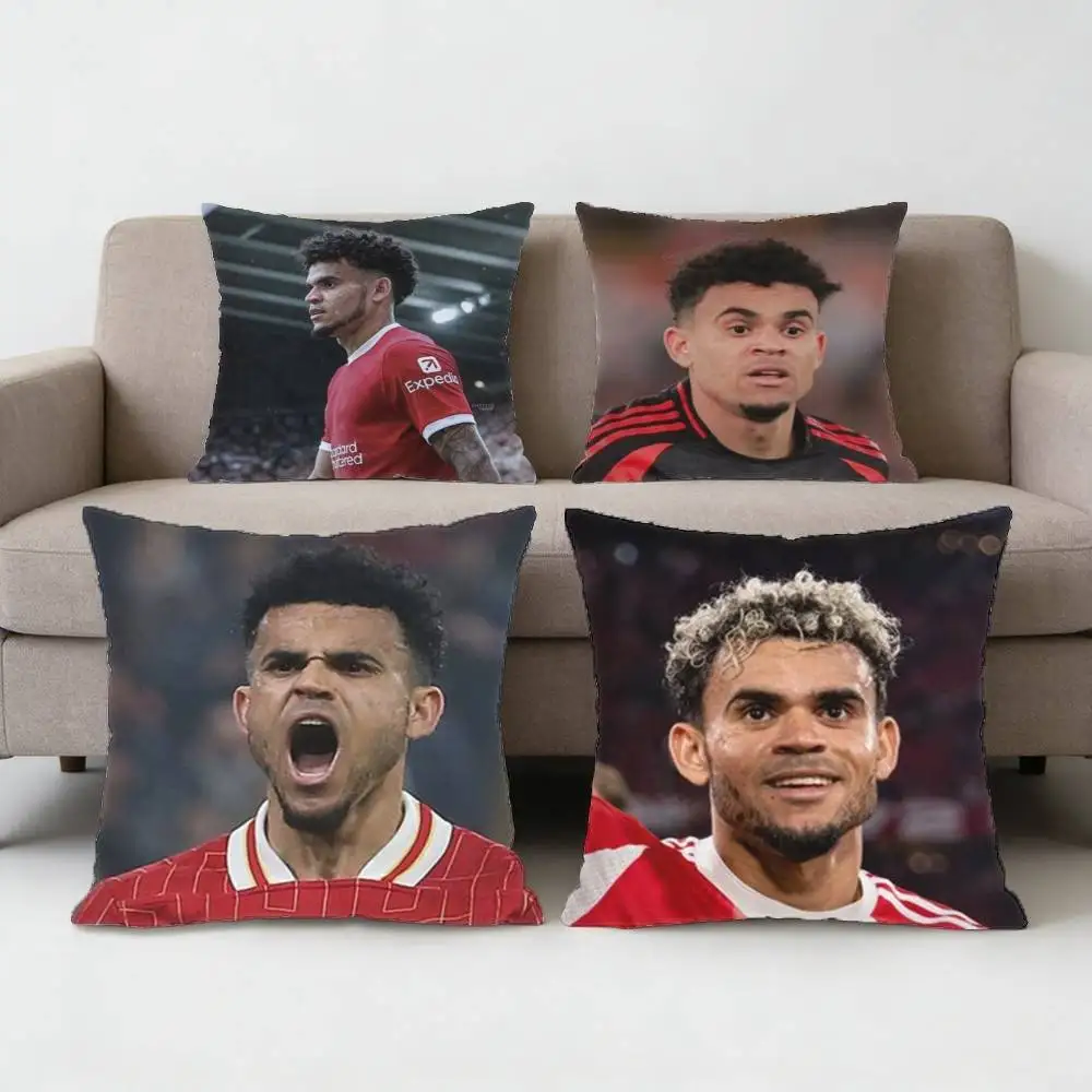 Football L-Luis Diaz Left Wing Pillow Case Sofa Living Room Bedroom Headboard Backrest Cushion Square Cushion Nap Time