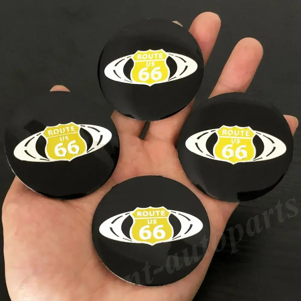 

4pcs 56mm ROUTE US 66 Car Wheel Center Hub Cap Badge Emblem Decal Sticker