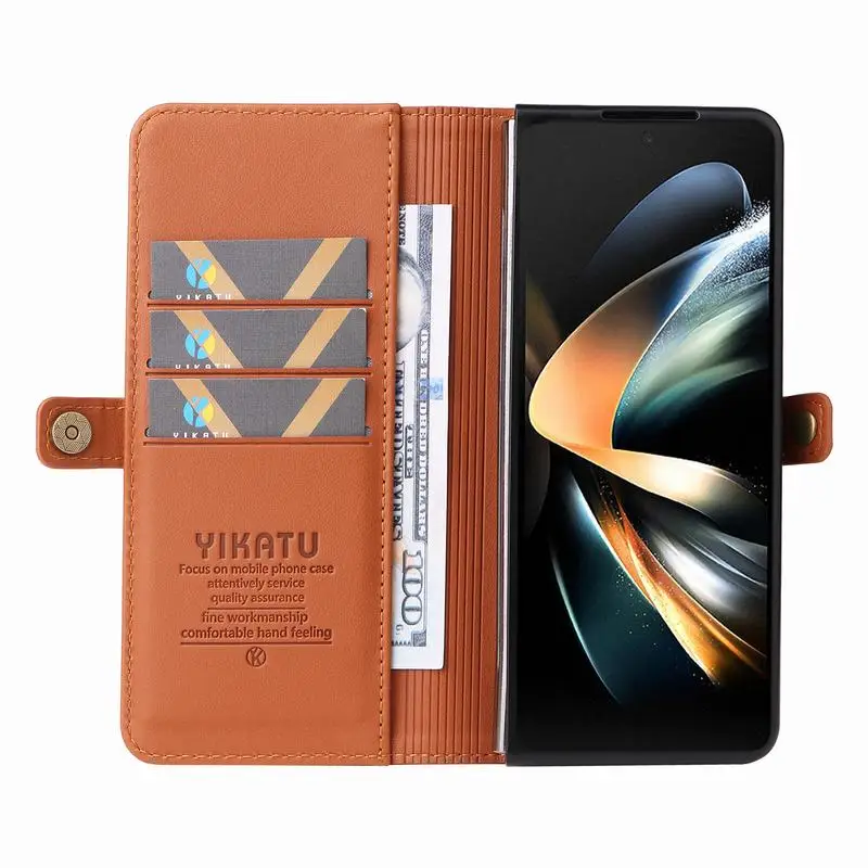 Cover Case For Samsung Galaxy Z Fold 5 4 3 Leather Wallet Magnetic Buckle Flip Phone Case For Samsung Z Fold 5 Zfold 5 4 3 Coque