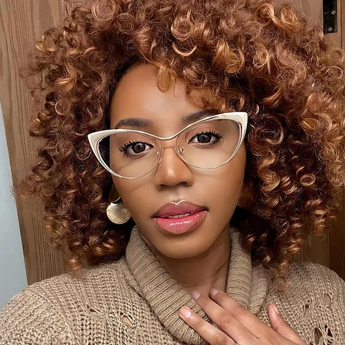 Imagen 2 del producto Montura de gafas de ojo de gato para mujer, gafas de moda, gafas antiluz azul, gafas ópticas graduadas para Miopía