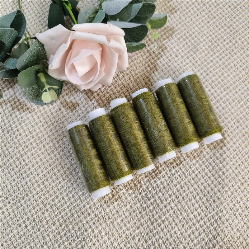 Military green sewing thread hand embroidery machine, 6 rolls per 200 yards for household use, sewing tool kit