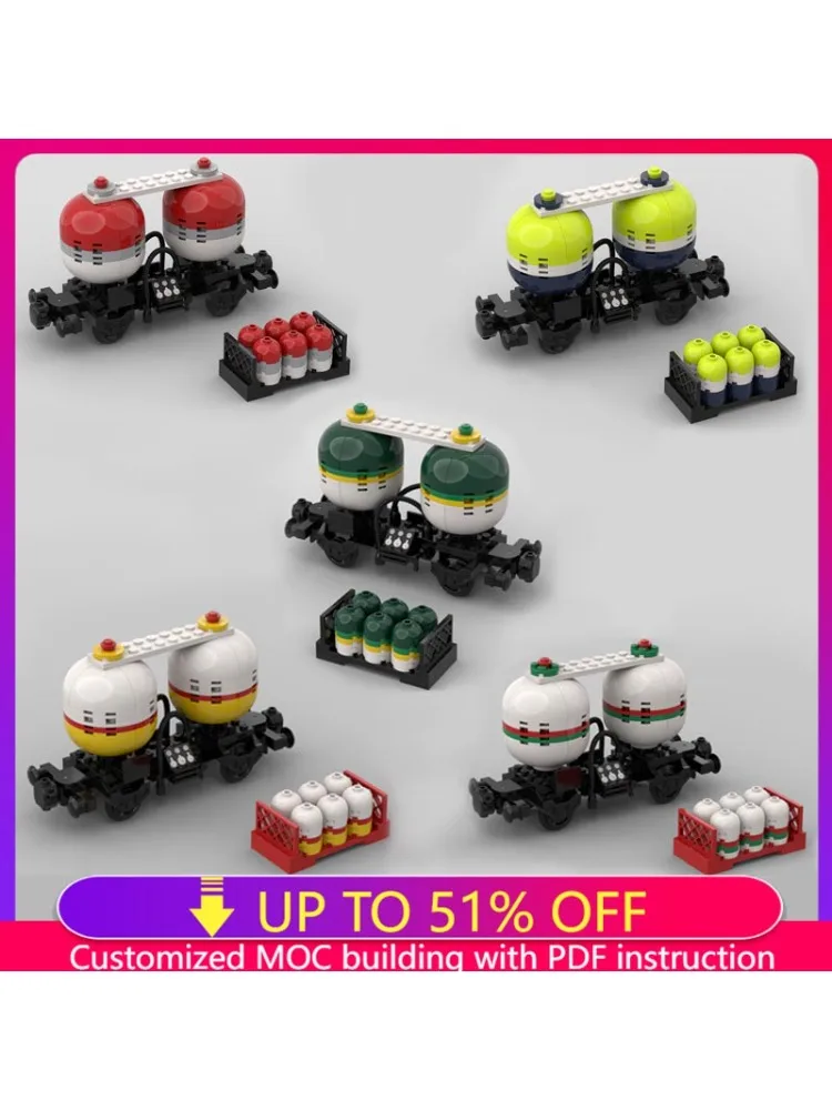 NIEUWE MOC City Twin Tank Rail Tanker Wagon Autotreinen Model DIY Creatieve Ideeën Technologie Kind Speelgoed Montage Puzzels Geschenken Pakken - afbeelding 2