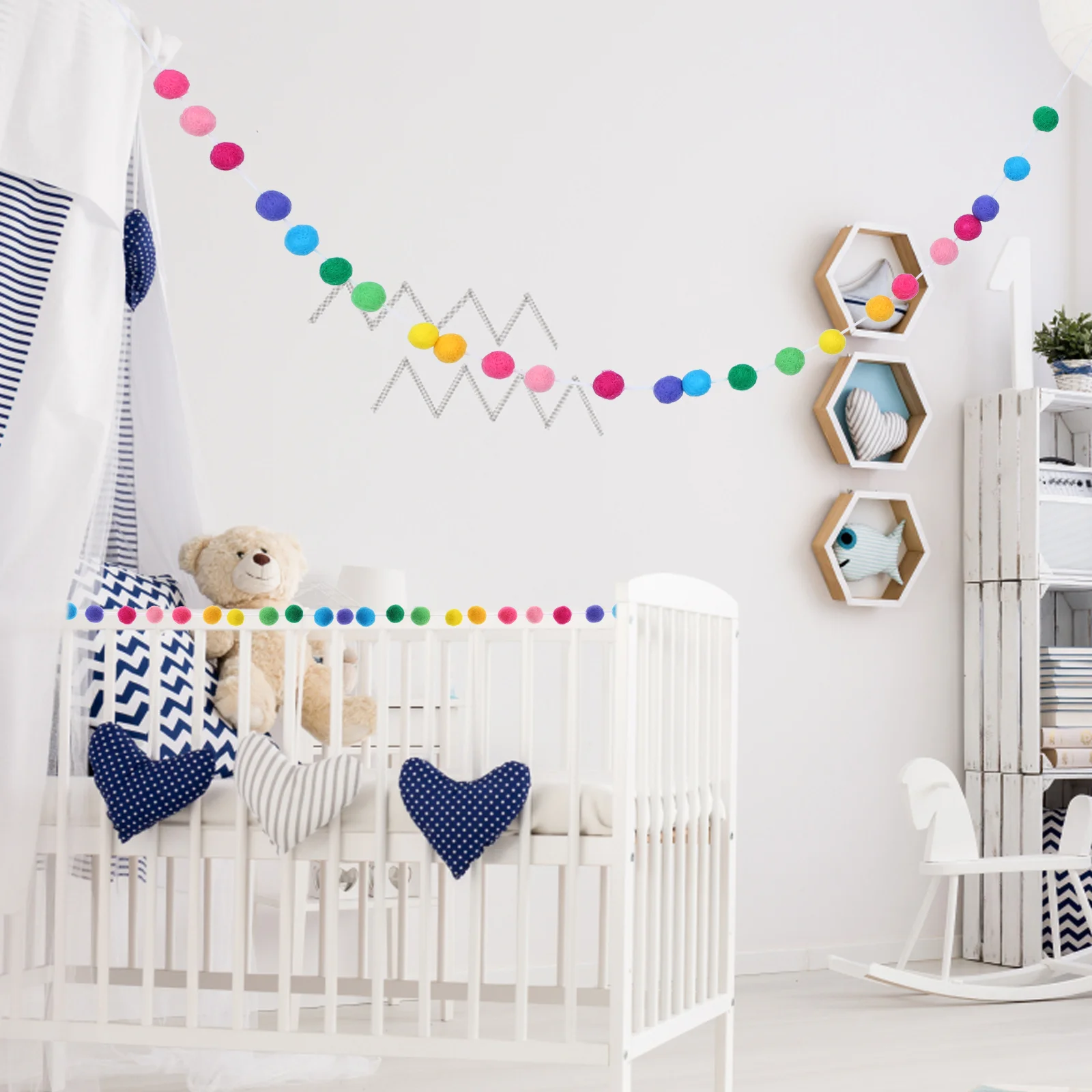 

Felt Ball Banner Pom Pom Ball String Hanging Decorations Room Pendants Wall Hanging Ornaments Home Decor Photography Props