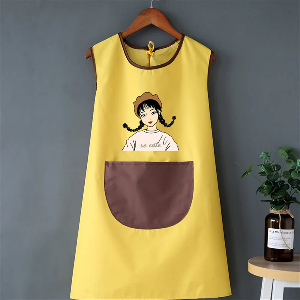 New Style Unisex Cooking Apron Household Cartoon Apron Chef Waiter Barbecue Hairdresser Adult Pocket Apron Kitchen Supplies