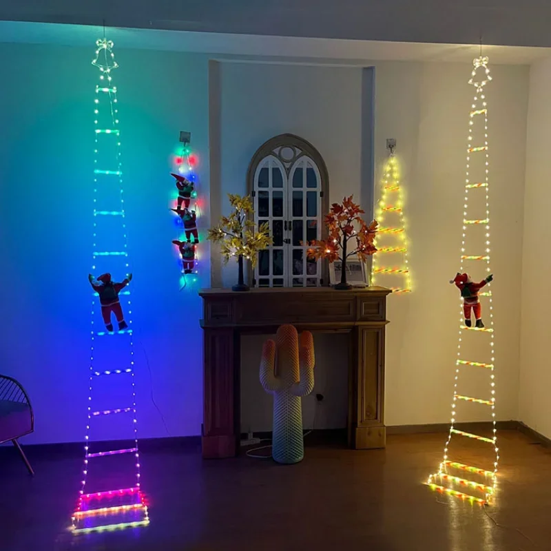 LED Christmas Climbing Ladder Santa Claus Decorations USB 8 Modes LED Lamp Home Outdoor Xmas Christmas Light New Year Ornaments