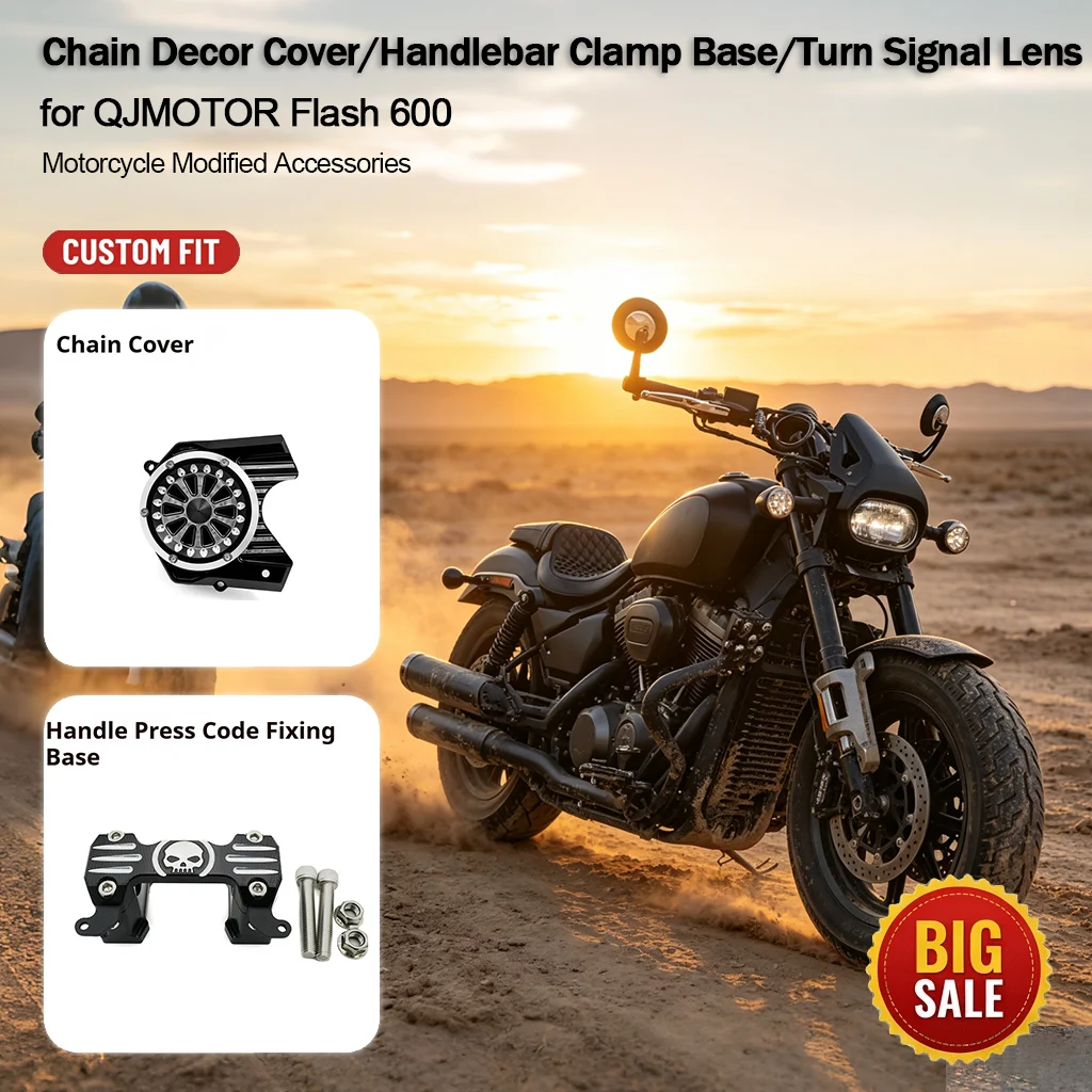 Motorcycle Chain Decorative Cap Handlebar Clamp Base Reservoir Water Pump Cover Turn Signal Lens for QJ Flash 600