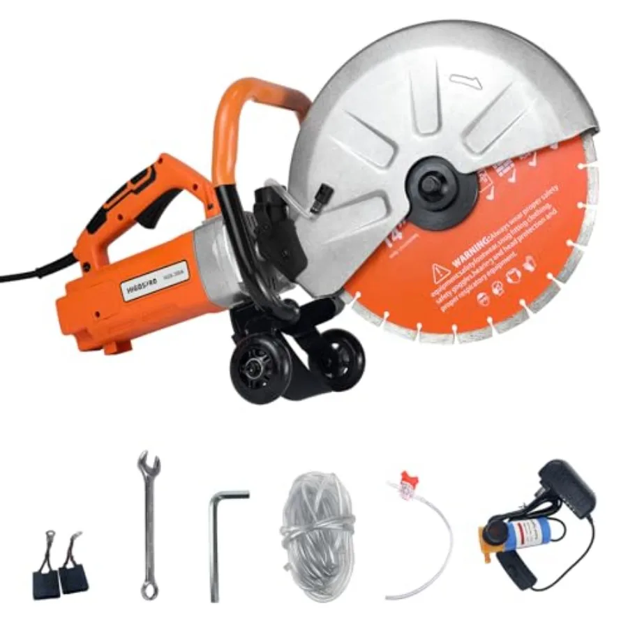 

Electric concrete saw for asphalt/brick/stone cutting 3000W 110V 14-inch diamond blade 4.8-inch max depth heavy-duty steel cons