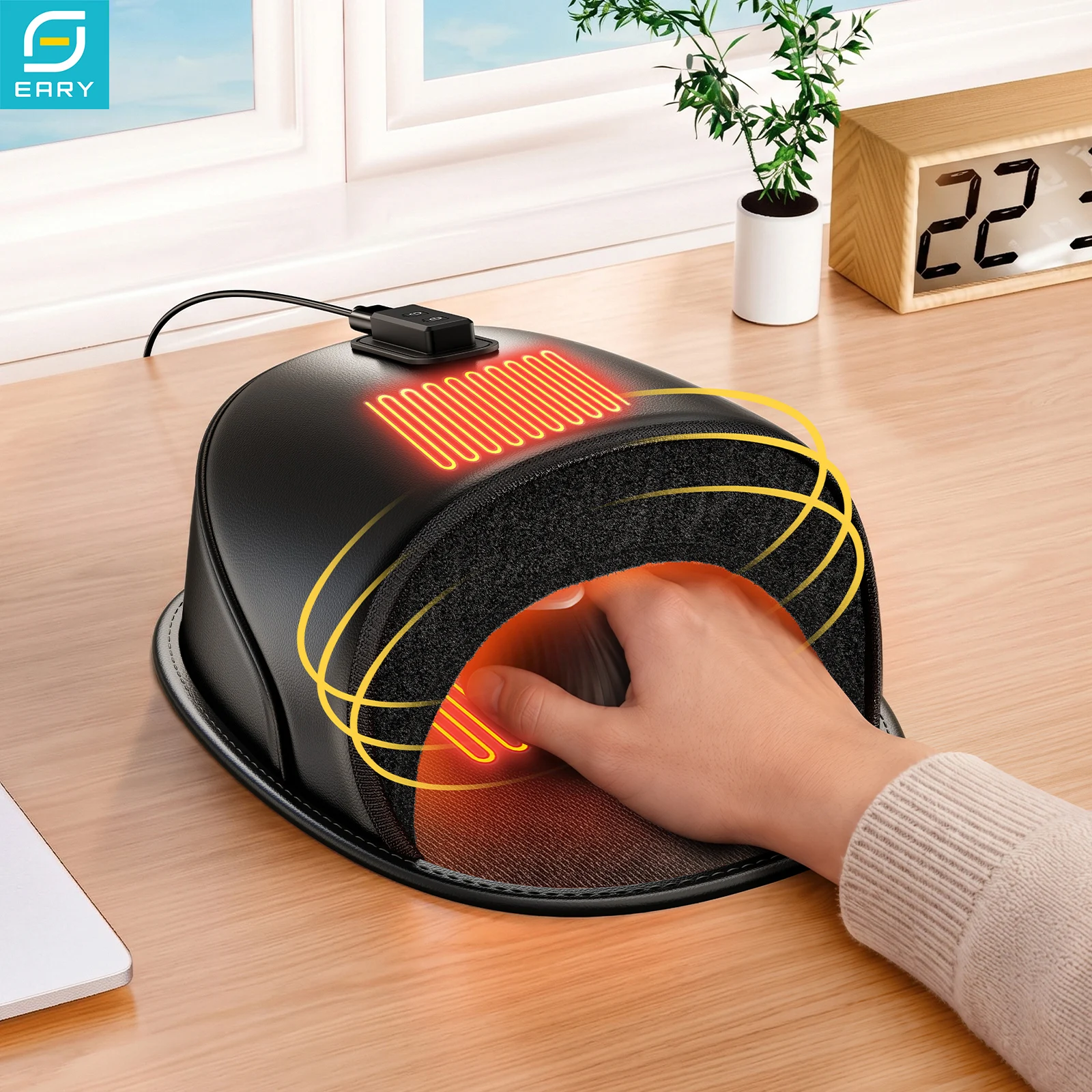 Eary 3 Heat/Timer USB Heated Mouse Pad Hand Warmer for Desk 5V 2A Dual-Sided Heating Waterproof Faux Leather Surface Office Gift