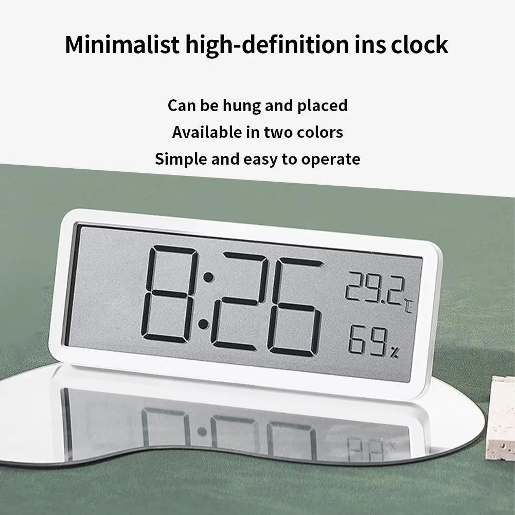 

YOUZI 1PC Digital Alarm Clock LCD Display Multifunctional Temperature Humidity Alarm Clock Ultra Thin Electronic Clock