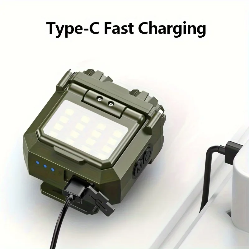 

Small Portable Motion Sensor Cap Clip Headlamp USB-C Rechargeable LED Head Lamp White Red Work Light Fishing Flashlight Torch