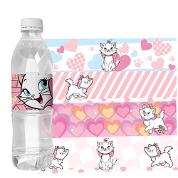 6pcs The Aristocats Marie Cat Water Bottle Labels Stickers Wrappers Kids Birthday Party Supplies Decorations Baby Shower