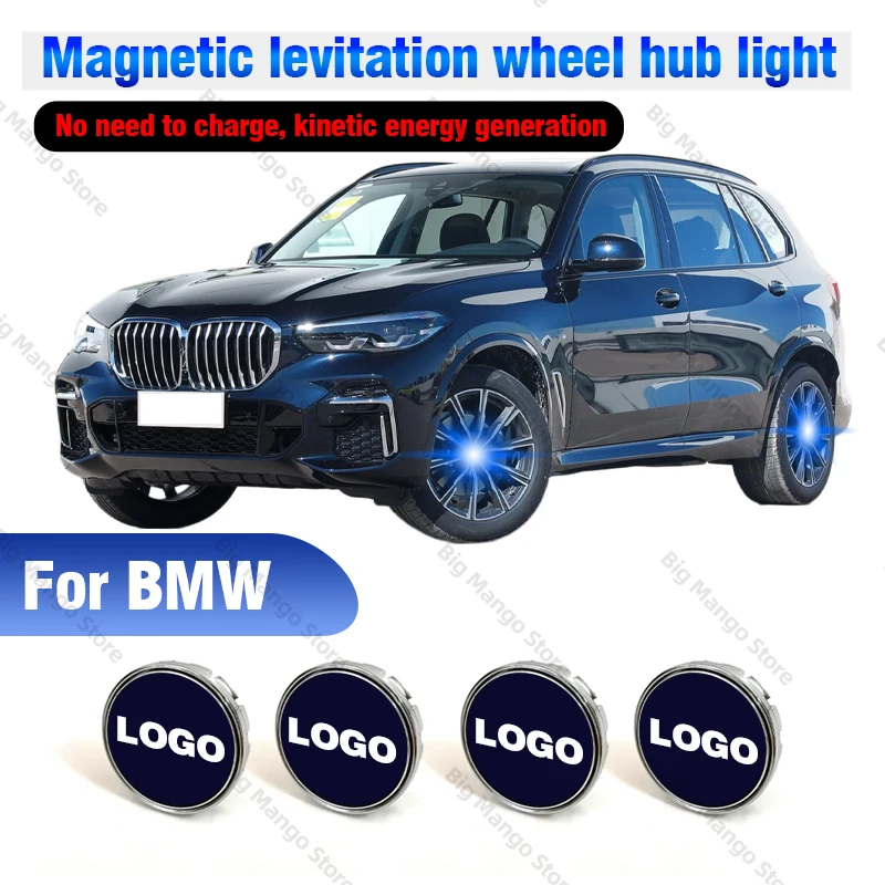 4x Hub Light Car Floating Illumination Wheel Caps LED Light Center Cover for Mercedes-Benz BMW Audi Toyota Honda Ford VW Renault