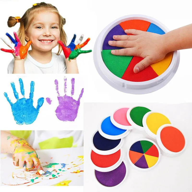 Finger Ink Pad Art Painting Set Kids Coloring DIY Art Craft Stamp Pad Creative Washable Paint Drawing Tools Kit Education Toys