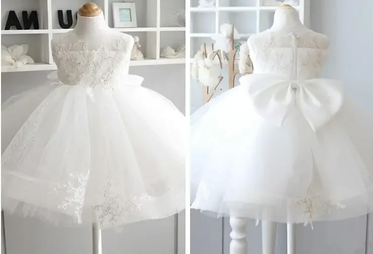 Baby Girl Dress 1st Birthday Outfit Summer Newborn Princess Baptism Clothes Big Bow Christening Wedding Gown Infant Party Dress