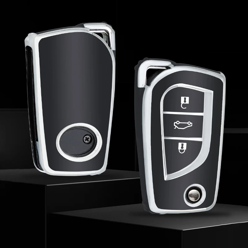Fashion TPU Car Flip Key Case Cover Fob For Toyota Auris Corolla Avensis Verso Yaris Aygo Scion TC IM Camry RAV4 Forturner Hilux