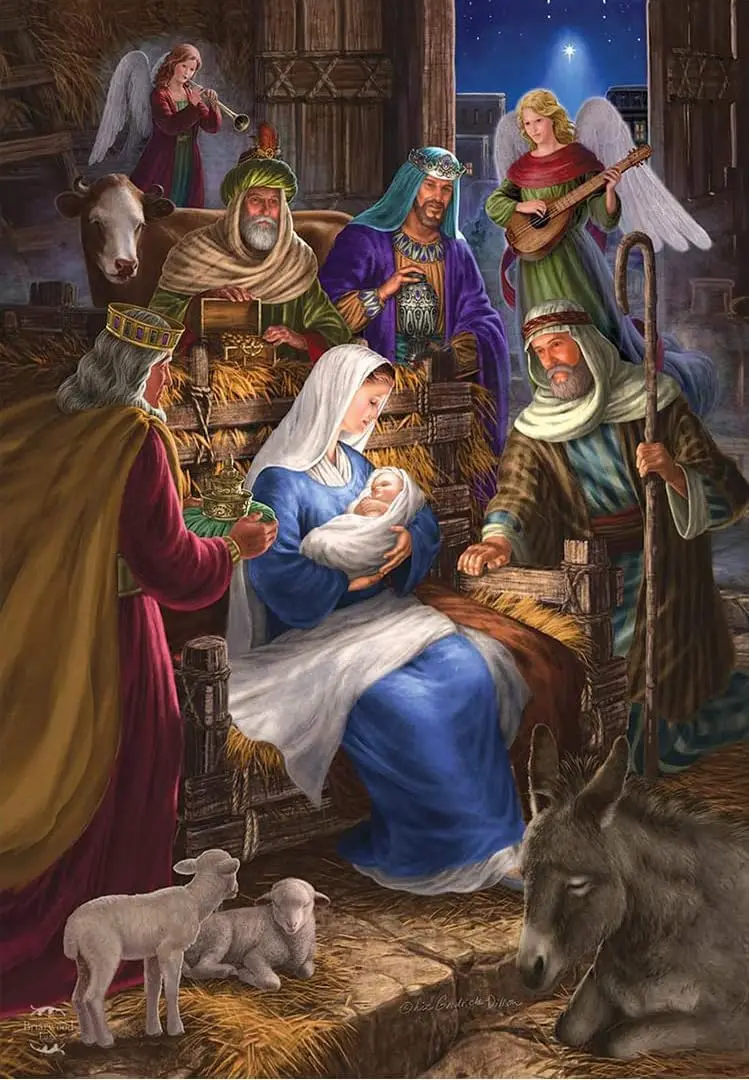 Oh Christmas Eve Nativity Scene Religious Garden Flag 12x18 inch, Winter Christmas Eve Home Outdoor Courtyard Christian Gard EEN