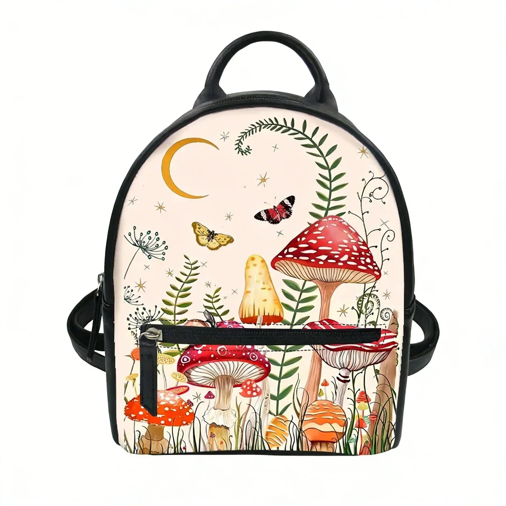 

Cute Mushroom Print Custom Backpack Purse Women Carter Schoolbags Double Shoulder Bag Mini Daypack Leather Travel Bag