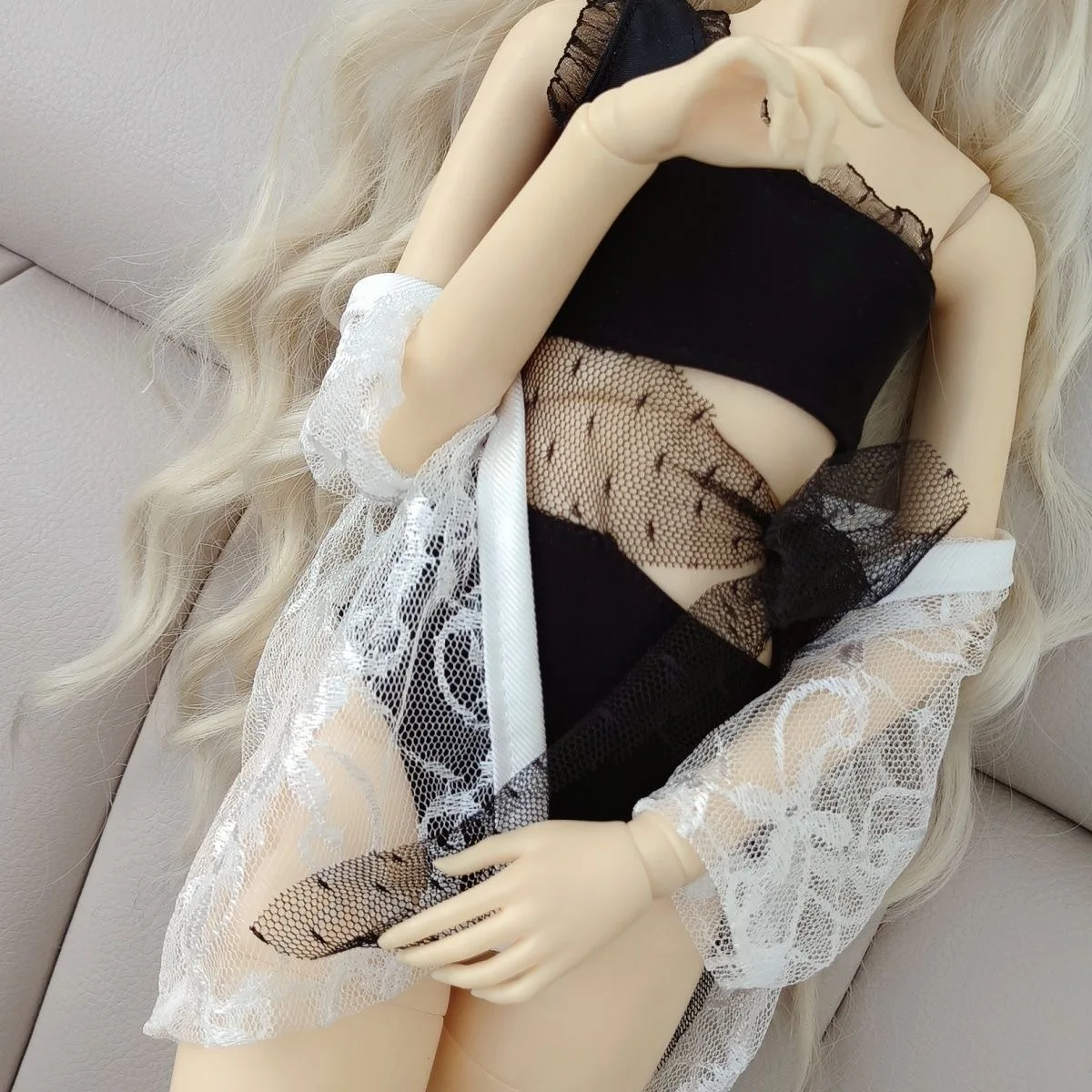 

Одежда для куклы BJD 60 см, купальный костюм, 1/3 сексуальное черное белье и белые топы, бесплатная доставка