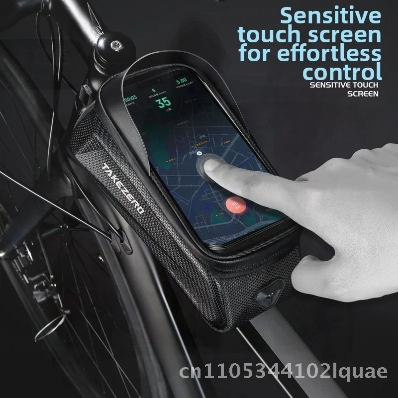 

TAKEZERO Taijie Luoshan Hard Shell Bicycle Bag EVA Front Beam Mobile Phone Tube Bag Neutral Black 1L Capacity for Cycling